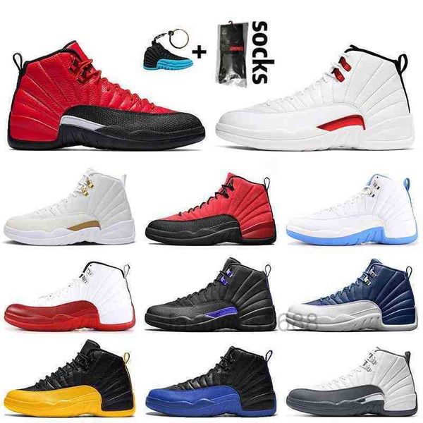 

jumpman basketball shoes mens trainers dark concord twist arctic punch reverse flu game ovo white indigo university gold 12 12s, Black