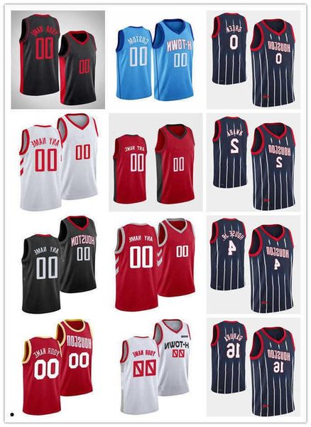 

2021-2022 75th custom basketball jerseys mens womns youth 16 usman garuba 0 jalen green 4 danuel house jr. 2 david nwaba houston'', Black;red