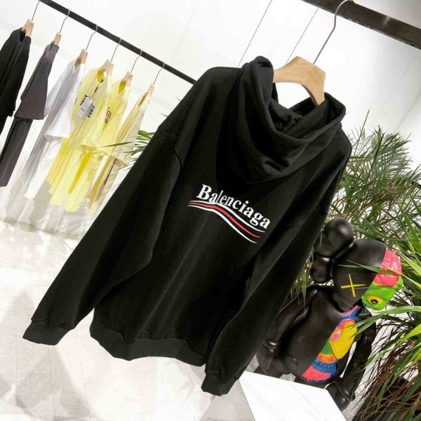 

classic wave cola hoodie oversize loose version super slim, Black