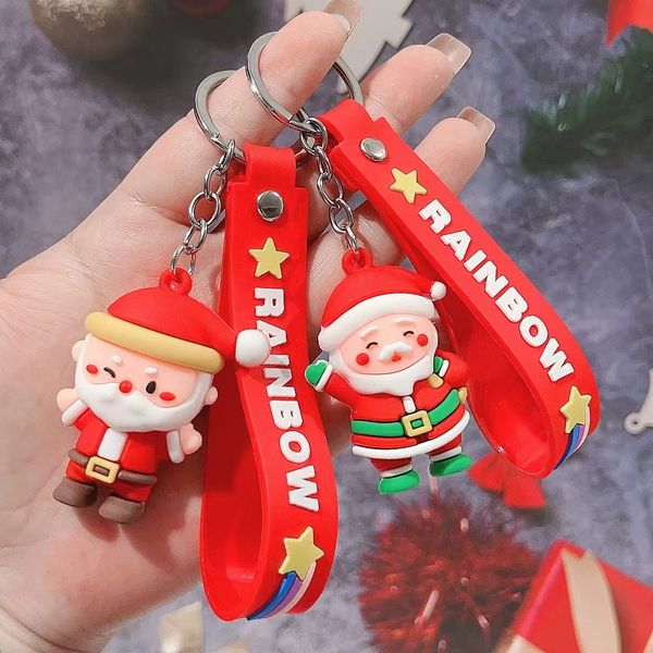 

stereoscopic christmas keychains soft plastic santa claus tree pendant christmas key ring small gifts wholesale, Silver