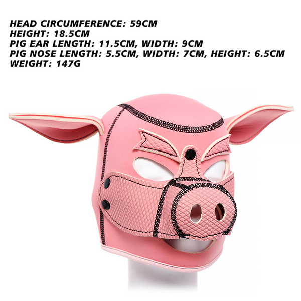 

costumes exotic role play accessories of 3d black rubber full head pink pig hood erotic mask for animal fetish cosplay bondage headgear
