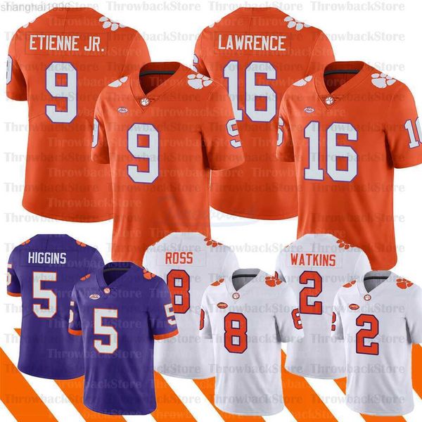 

american college football wear ncaa clemson tigers football jersey trevor lawrence tee higgins justyn ross sammy watkins fiesta bowl diamond, Black
