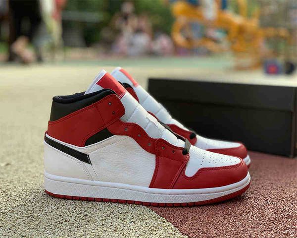 

shoes news men basketball 1s jumpman 1 mid white red women fashion trainers sneakers sports box
