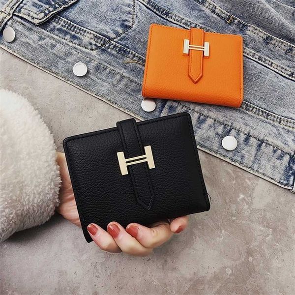 

clearance purse new women's wallet short thin buckle small, Red;black