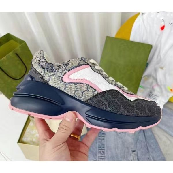 

rhyton heighten casual shoes heavy sports milan runway fashion women's shoe flat strawberry rat pattern big mouth tiger mesh dress 06, Black