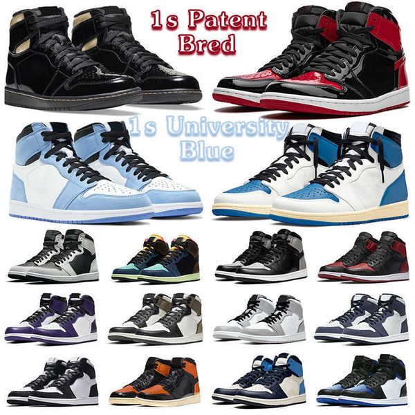 

ale 1s bordeaux jumpman for men basketball shoes bred patent university blue twist hyper royal pine green mens women trainers outdoor, Black