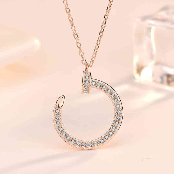 

designer compare with the original climing silver jewelry 925 sterling full bored nail necklace feminine style popular 18k rose gold premium, Black