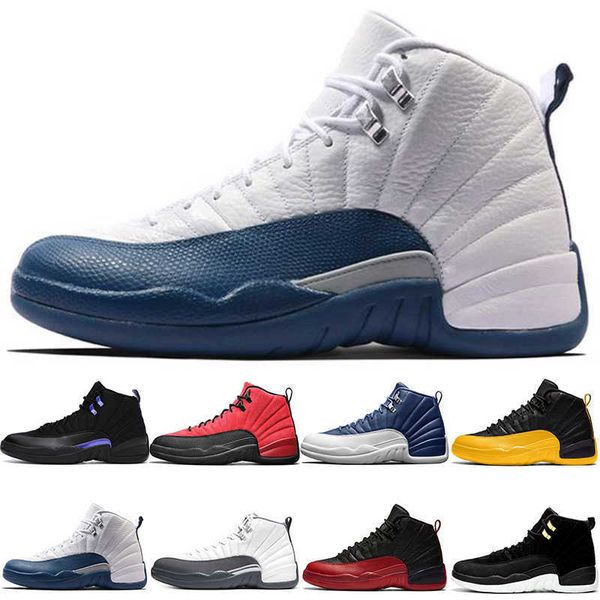 

designer twist basketball shoes 12 des chaussures 12s dark concord reverse flu game royal indigo french blue mens trainers sport sneakers, Black