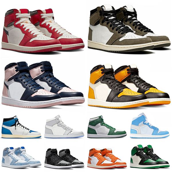 

1s basketball shoes lost found men women jumpman 1 high sneakers cactus jack taxi atmosphere fragment starfish denim gorge green mens retro, White;red