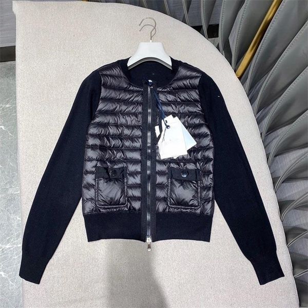 

womens down parkas spring autumn women long sleeve short thin duck jacket casual sweater patchwork light coat 221113, Black