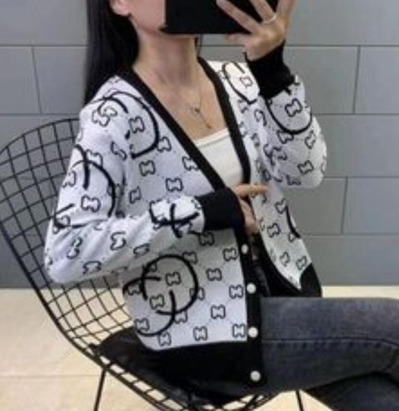 

women's sweaters v-neck single-breasted korean cardigan sweater color-blocked long sleeve fashion elegant ladies, White;black