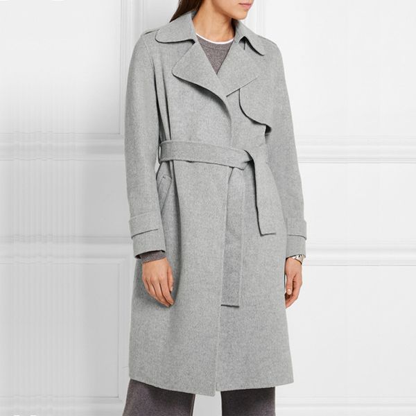 

women's wool & blends female coats cape shoulder fashion simple belt jacket black gray temperament slim woolen women's coat new au