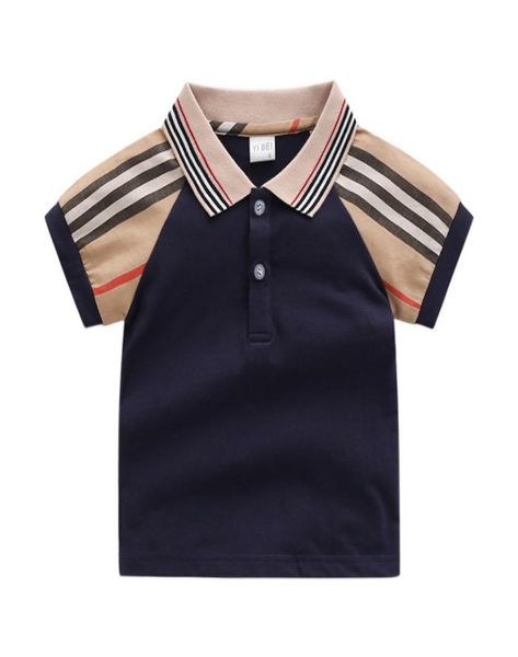 

2021 new summer baby boys tshirts kids cotton short sleeve tshirt children turndown collar tee child shirt4925072, Blue
