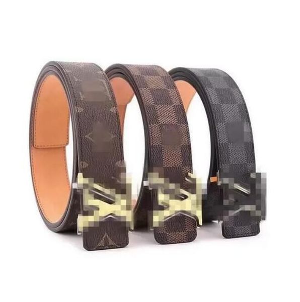 

wholesale belts mens belt fashion belts men leather black business women big gold buckle womens classic casual ceinture no box, Black;brown