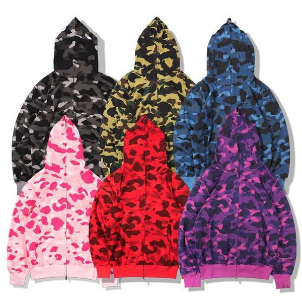 

men's hoodies sweatshirts men camouflage hooded camo cardigan sweater hip hop sweatshirt streetwear jackets s 3xl 1580#, Black