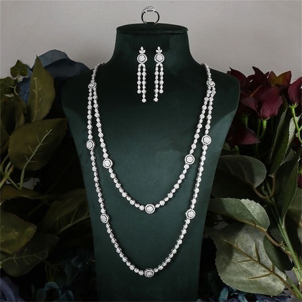 

wedding jewelry sets kelly 3pcs bridal zirconia full for women party luxury dubai nigeria cz crystal necklace sets 221109, Slivery;golden
