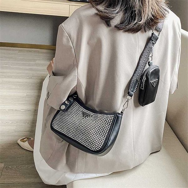 

handbag new three one armpit bag style diamond inlaid sling single shoulder messenger bag