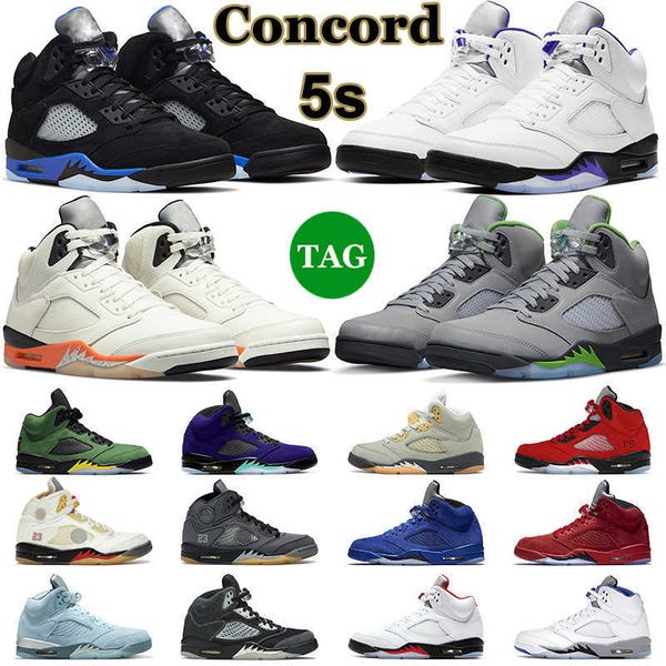 

5 5s basketball shoes men concord racer blue green bean moonlight raging bull red suede white stealth oregon michigan mens trainers outdoor, Black