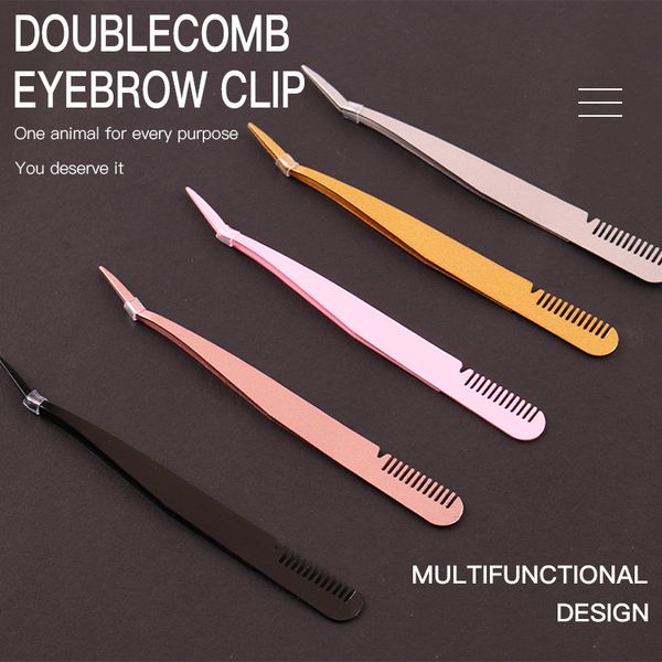 

wholesale false eyelash curler lashes makeup application tool eye lash extensions volume tweezers double head eyebrow brush comb