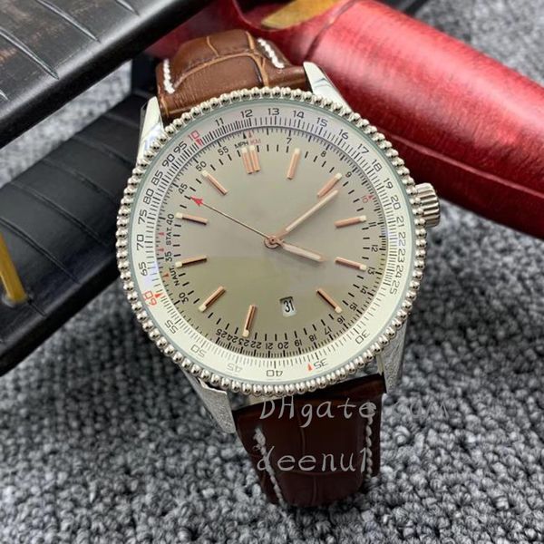 

men's automatic watch 904l leather stainless steel classic strap designer fashion exquisite sapphire waterproof u1 watch, Slivery;brown