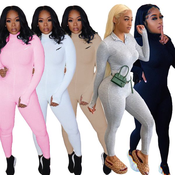 

wholesale bubble jumpsuits women long sleeve rompers casual zipper bodycon jumpsuits fall one piece outfits overalls 8636, Black;white