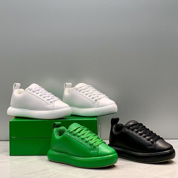 

designer casual shoe pillow sneaker oversized padded leather lace-up sneakers shoes calfskin luxury men women rubber outsole green size 35-4, Black
