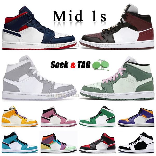 

se usa mid 1s basketball shoes authentic jumpman 1 mids wolf grey aluminum purple pulse milan apricot orange split black and white shadow re