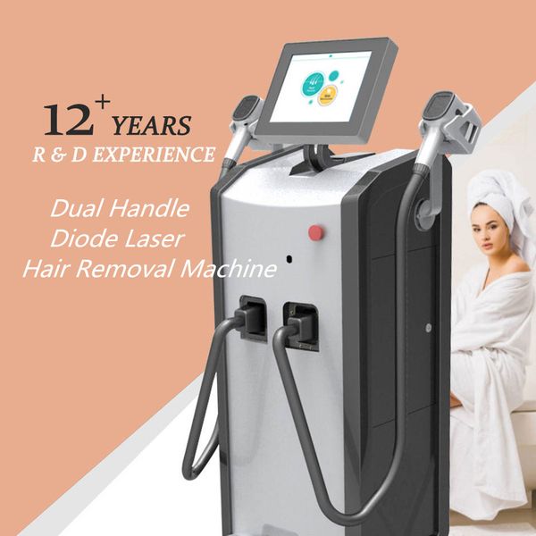 

professional 808nm permanent hair removal epilator diode laser 2 handles permanent fast women men skins rejuvenation for all skin colors