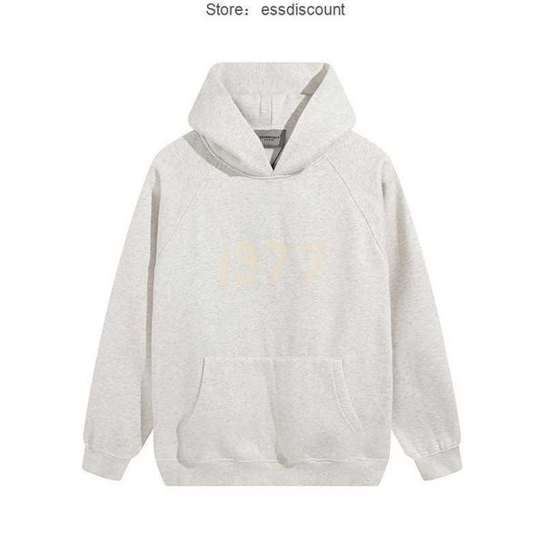 

ess hoodies fashion front 1977 men's and women's hoodies essential minimalist flocked numbers retro style plush loose sweatshirt c, Black;brown
