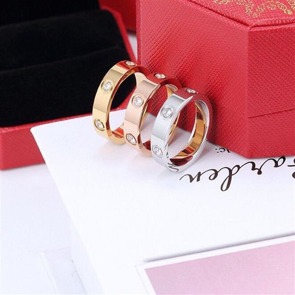

classical designer love ring jewelry for woman man stainless steel screw nail rings gold silver engagement ring with gift box226w