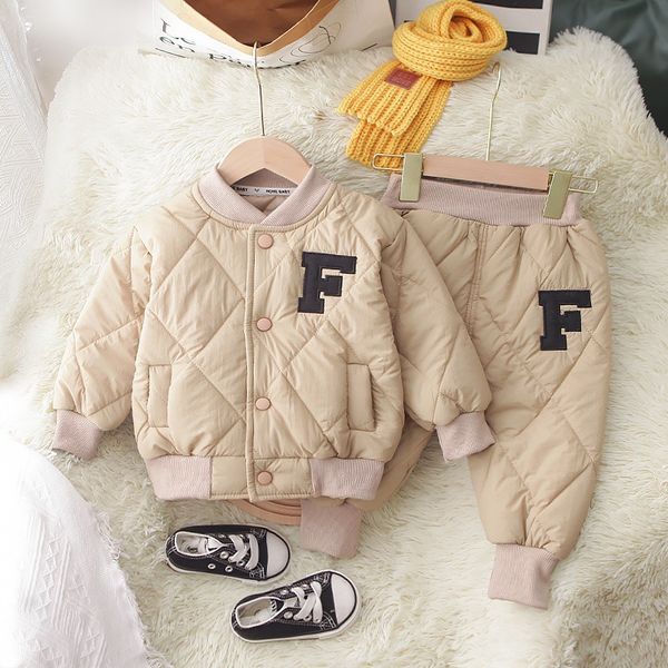 

designer children set winter two-piece warm hoodie for boys and girls printed in solid color y2211, White