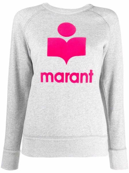 

isabel marant women designer sweatshirt classic flocking print round neck raglan sleeve cotton pullover sweater warm hoodie, Black