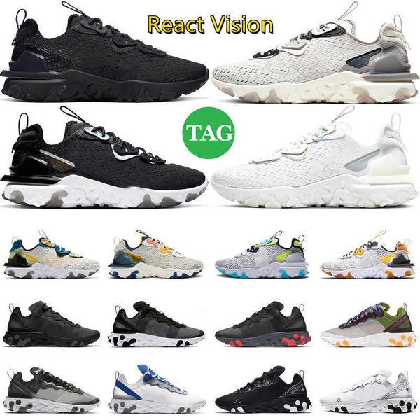 

running shoes mens trainers sports sneakers react vision triple black white iridescent vast grey honeycomb phantom element 55 87 men women