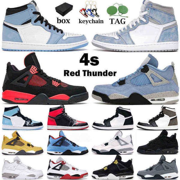 

basketball dr shoes men women 4s red thunder university blue white oreo, Black