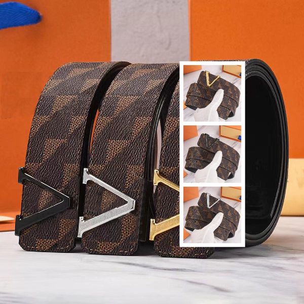

fashion belt woman designer belts mens womens waistband ceinture brass buckle genuine belt 3.8cm waistbands for men plaid floral print geome, Black;brown