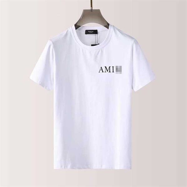 

designer amirs mens t-shirts 22 mens korean spring and summer new high street fashion letter back cupid print round neck short sleeve tshirt, White;black