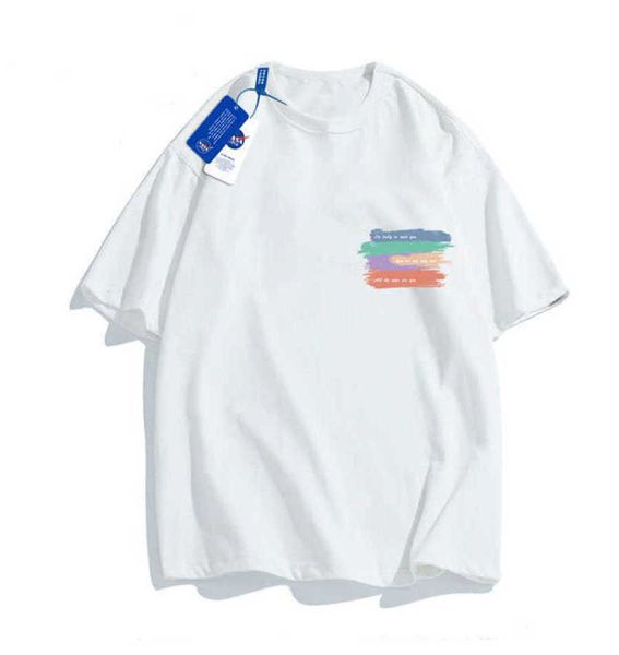 

branded short sleeve simple versatile half sleeve men's and women's ins loose fashion brand superman wang couple t-shirt, White;black