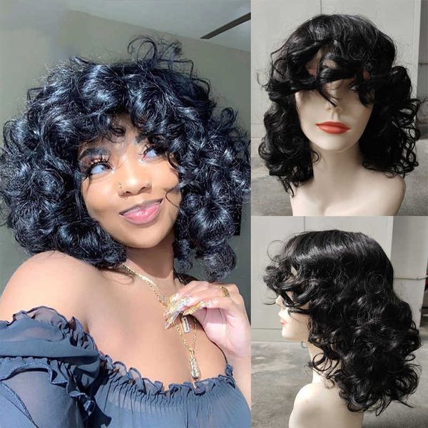 

women's hair wigs lace synthetic explosive female small curly hair chemical fiber head cover wig product, Black