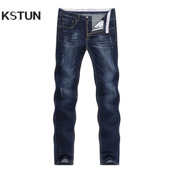 

men's jeans kn men's jeans 2022 summer denim pants slim straight dark blue regular fit leisure long trousers famous brand jean men