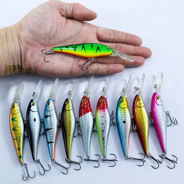 

baits lures 10pcs laser float minnow fishing lure set 11cm 10.5g wobblers crankbaits artificial hard bait kit bass carp pesca 221111