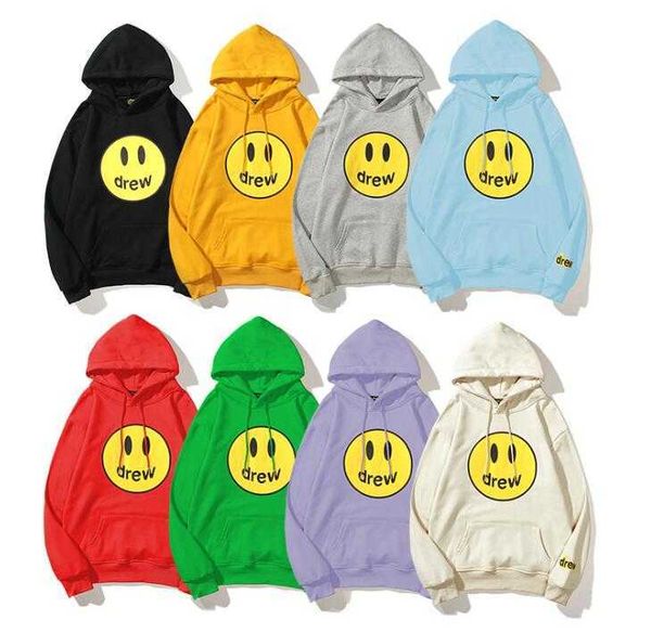 

2021 new mens stylist hoodies fashion casual jacket men's and women's same smiley face plush hoodie sweater, Black