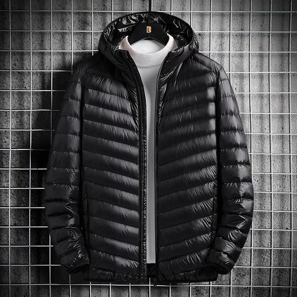 

men's down parkas spring winter quilted coats 90% white duck ultra lightweight packable jacket men korean fashion puffer coat 221114, Black