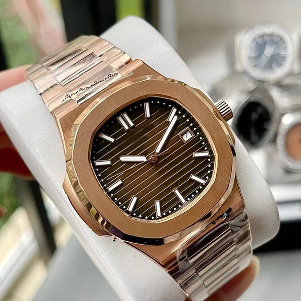 

u1 dark brown gradient designer men's watch square dial 40mm 5711 fold button sapphire crystal glass automatic mechanical stainless ste, Slivery;brown