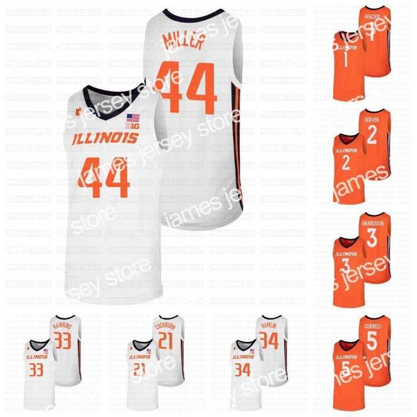 

college basketball wears illinois fighting illini ncaa college basketball jersey 1 trent frazier 2 connor serven grandison curbelo dosunmu b, Black