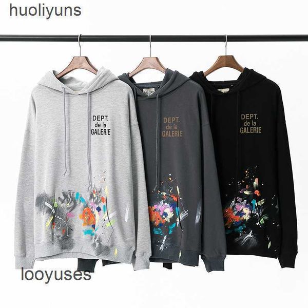 

sweater galleryss dept hand hoodies mens painted fashion graffiti splashing old letters printed men's women's casual hoodie v1iy, Black