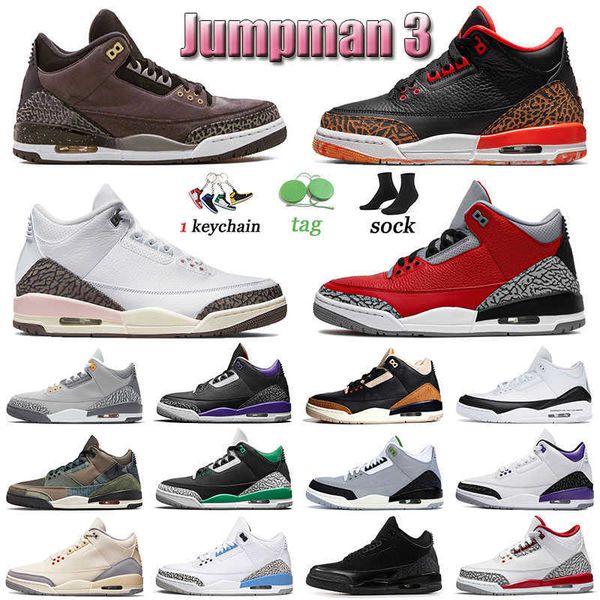 

desert elephant 3 3s iii basketballs shoes sneakers kumquat women men trainers jumpman patchwork neapolitan dark iris cardinal red sports, Black