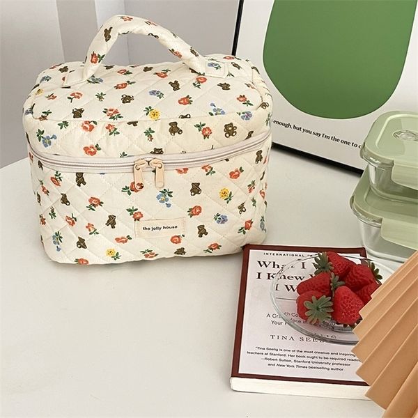 

cosmetic bags cases liberty quilting cotton makeup bag women zipper organizer large cloth box cute make up purse portable toiletry case 2211