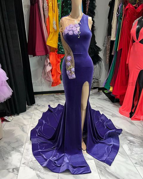 

formal velvet prom dresses for women party african one long sleeves mermaid prom gowns vestidos de gala, Black
