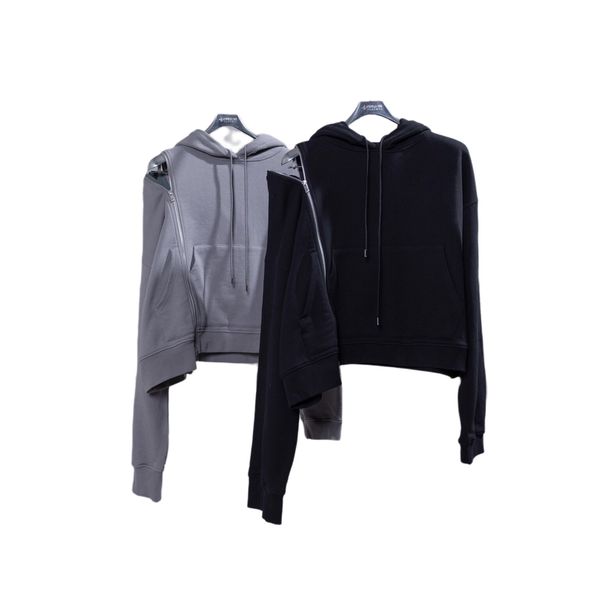 

margiela margiela hoodie fashion one shoulder side zipper irregular patchwork sweatshirt, Black