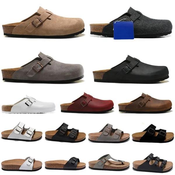 

designer birk clogs men women sandals boston autumn winter slippers soft leather felt naturals hombres mujeres sliders outdoor indoor, Black